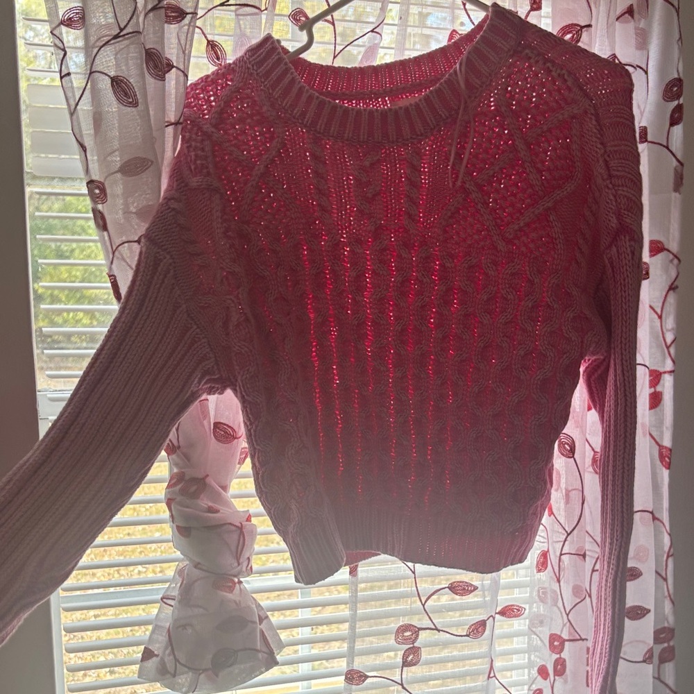 Aeropostale Pink Cable Knit Crew Neck Sweater